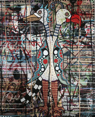 Art - Painting: Sticky Shaw "Two Heads Better Than One"